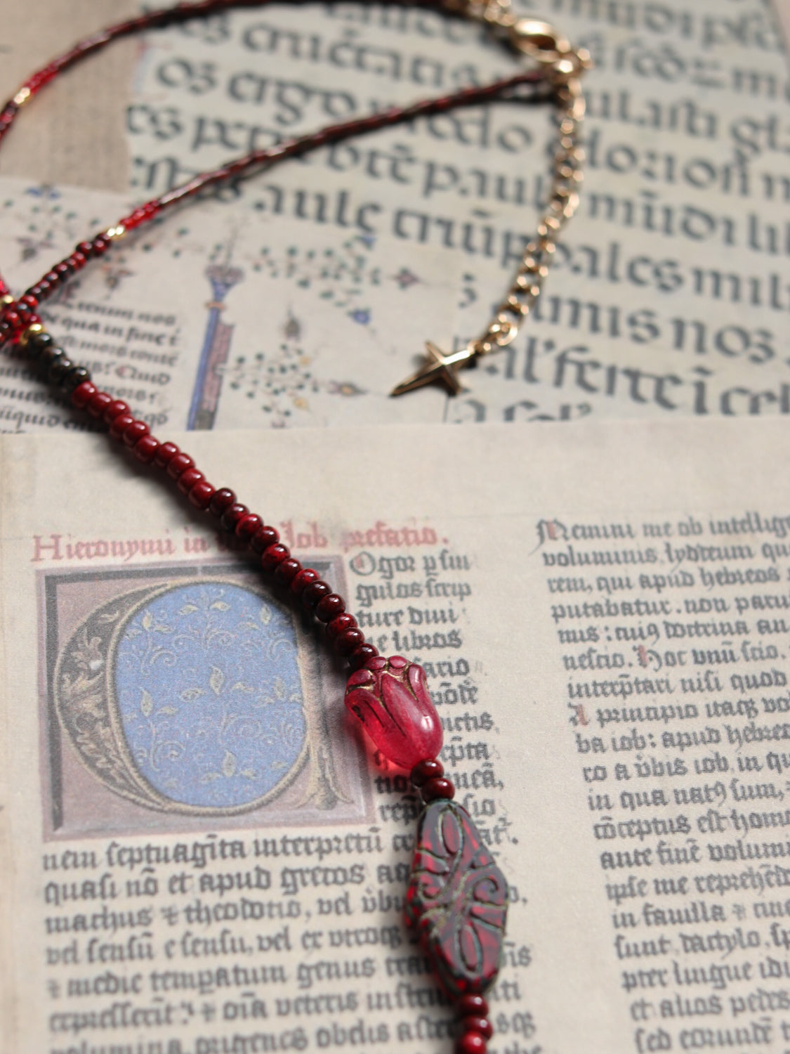 Czech glass bead necklace - Witch's Heart