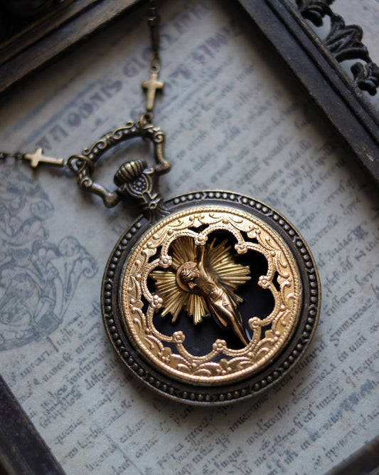 Vintage style necklace - Stained Glass Window Faith-Sacrifice