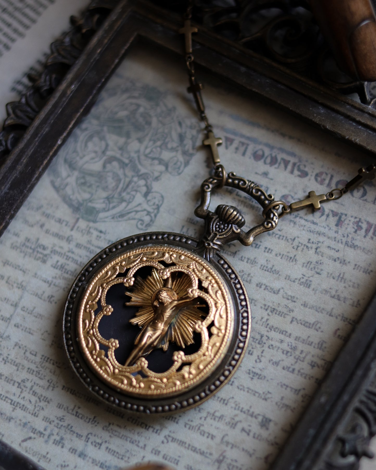 Vintage style necklace - Stained Glass Window Faith-Sacrifice