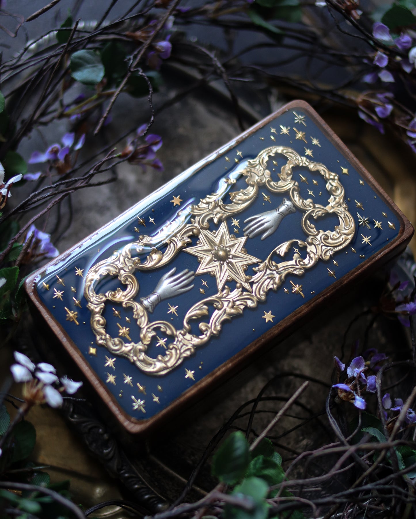 Vintage style walnut jewelry box - Catch the Starlight