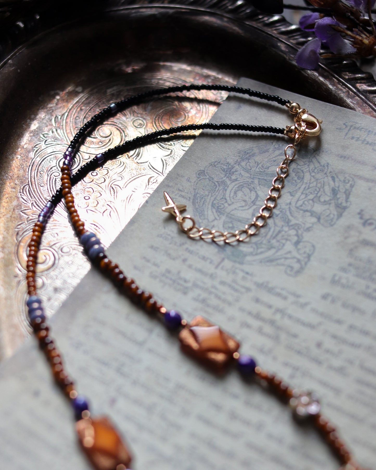 Czech glass bead necklace - Pumpkin Ghost