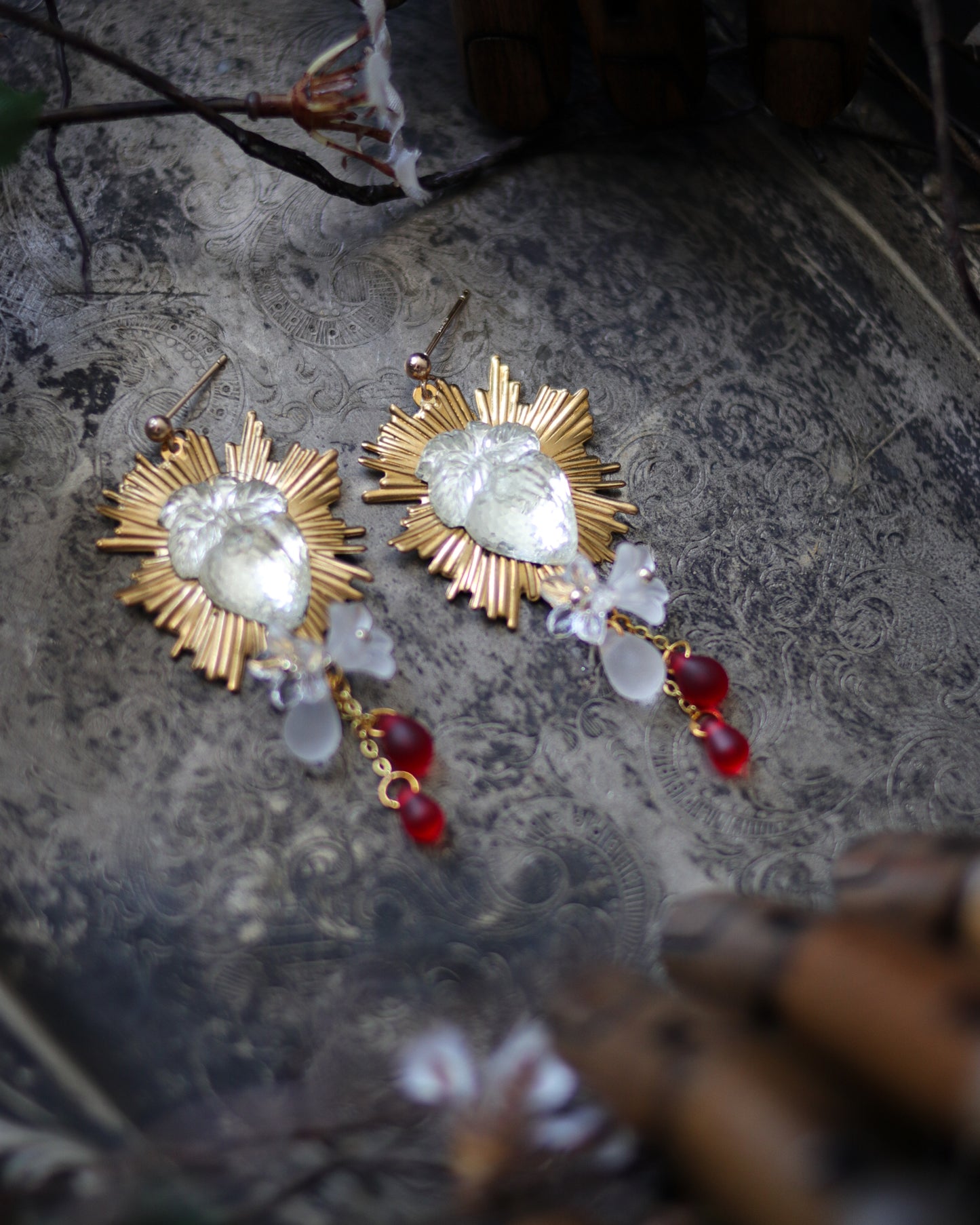 Vintage style earrings - Strawberry Shizuku