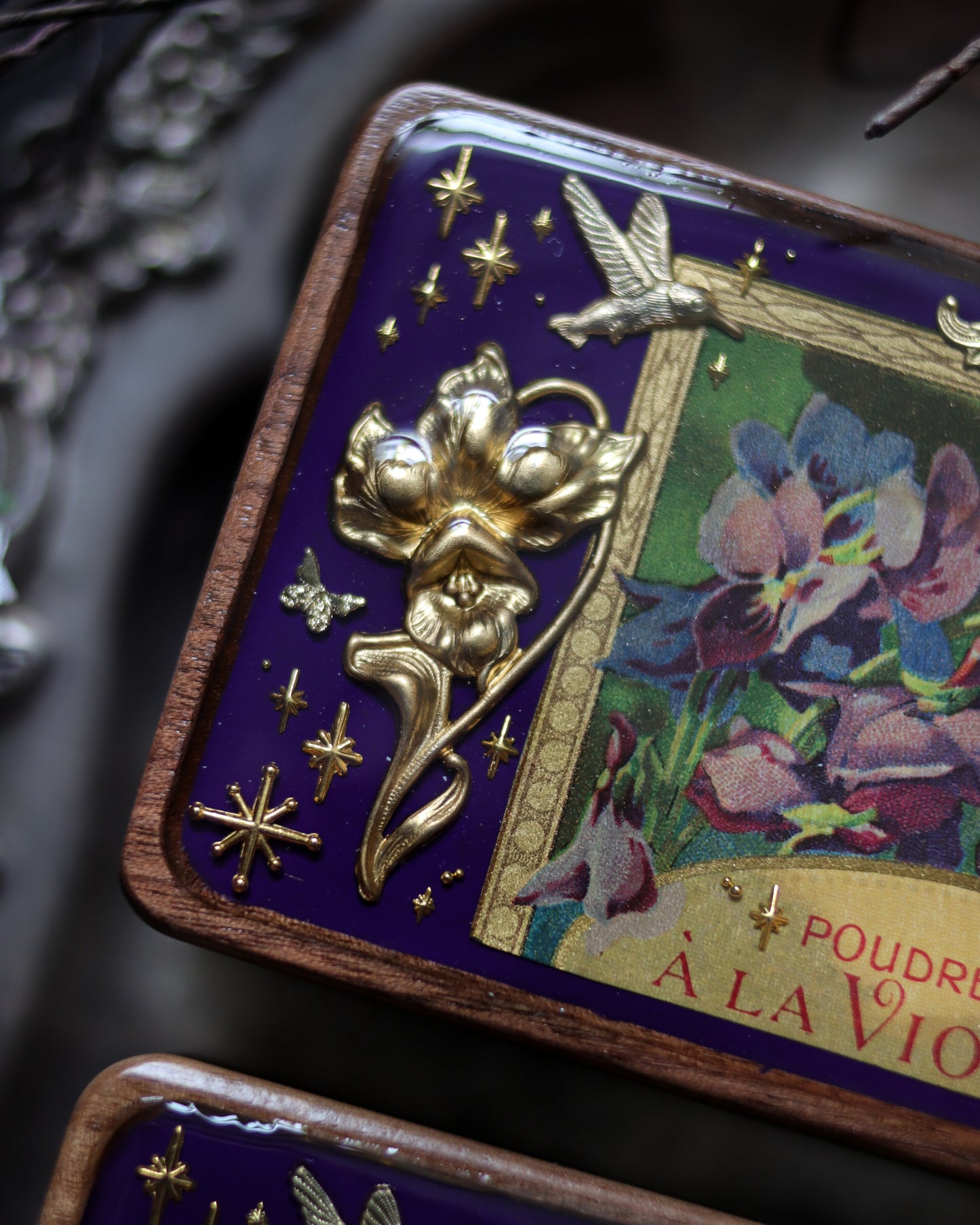 Vintage style walnut jewelry box - Violette