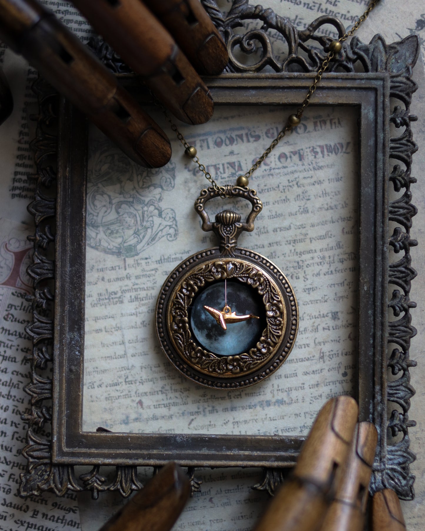 Vintage style necklace - Flying On Moonlit Night