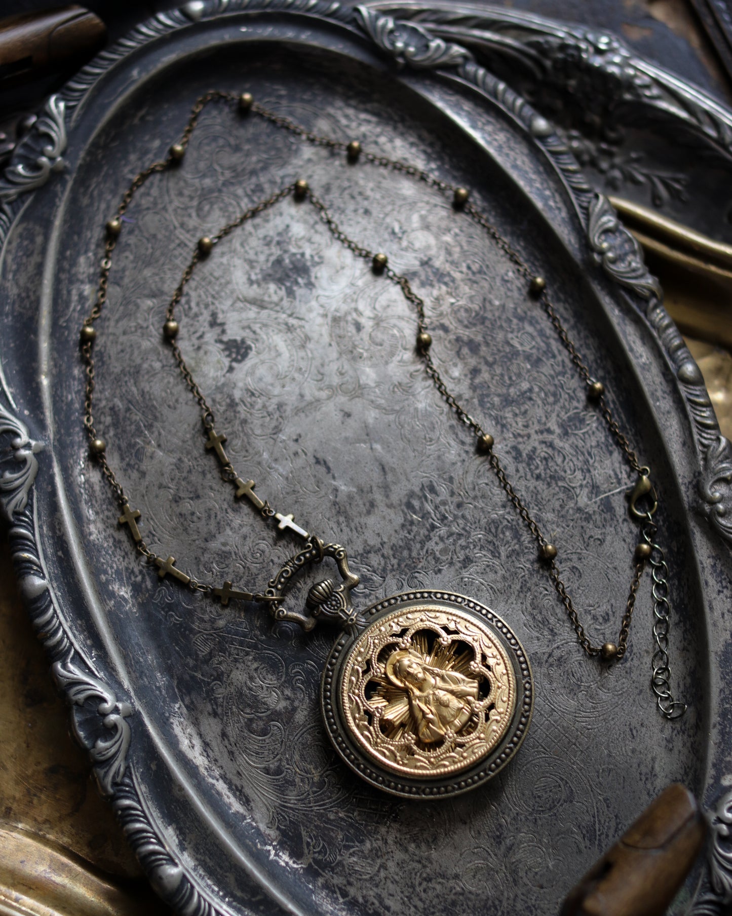 Vintage style necklace - Stained Glass Window Faith-Son of God