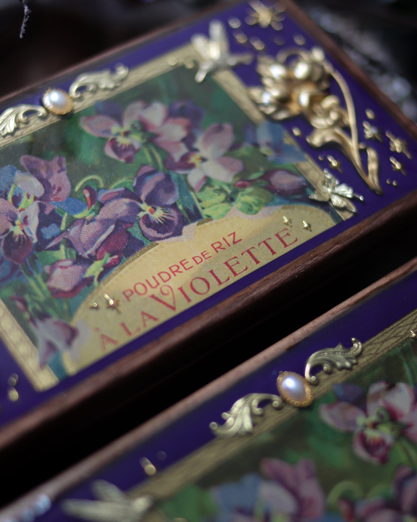 Vintage style walnut jewelry box - Violette