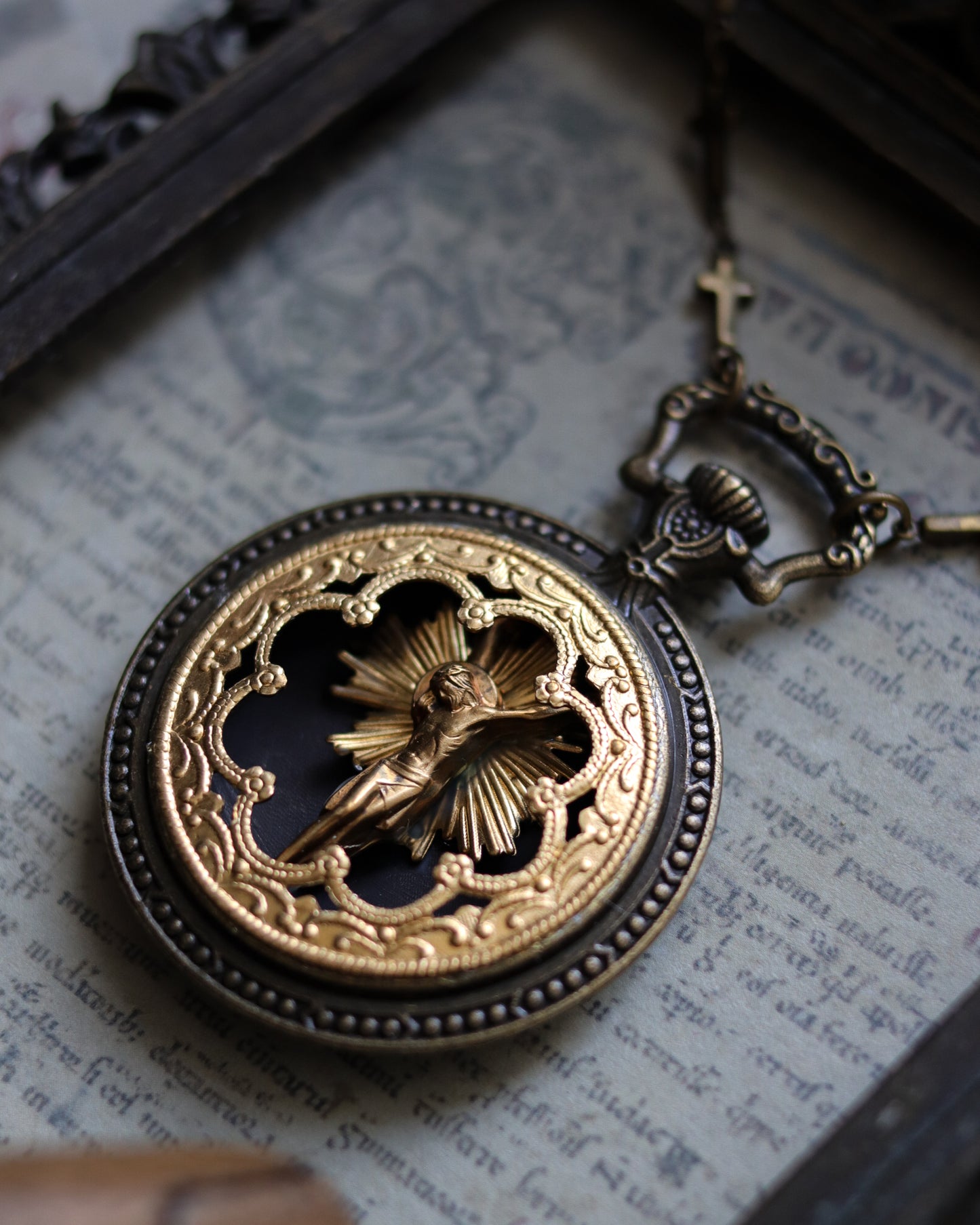 Vintage style necklace - Stained Glass Window Faith-Sacrifice