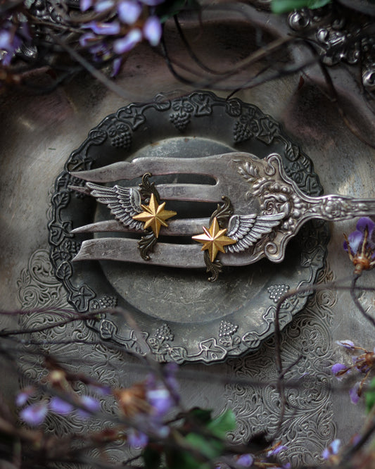 Vintage style ear cuffs - Silver wing’s star