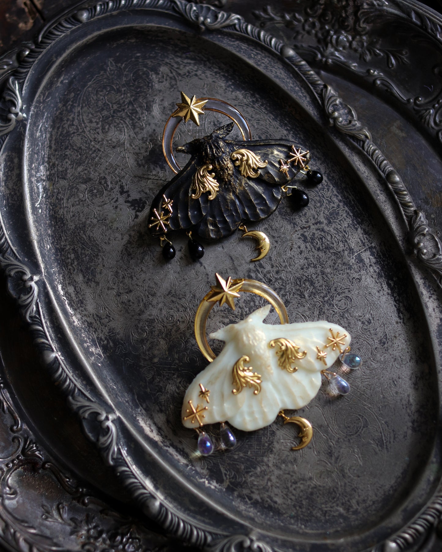 Vintage style brooch - Dawn of Birth, Night of Rest