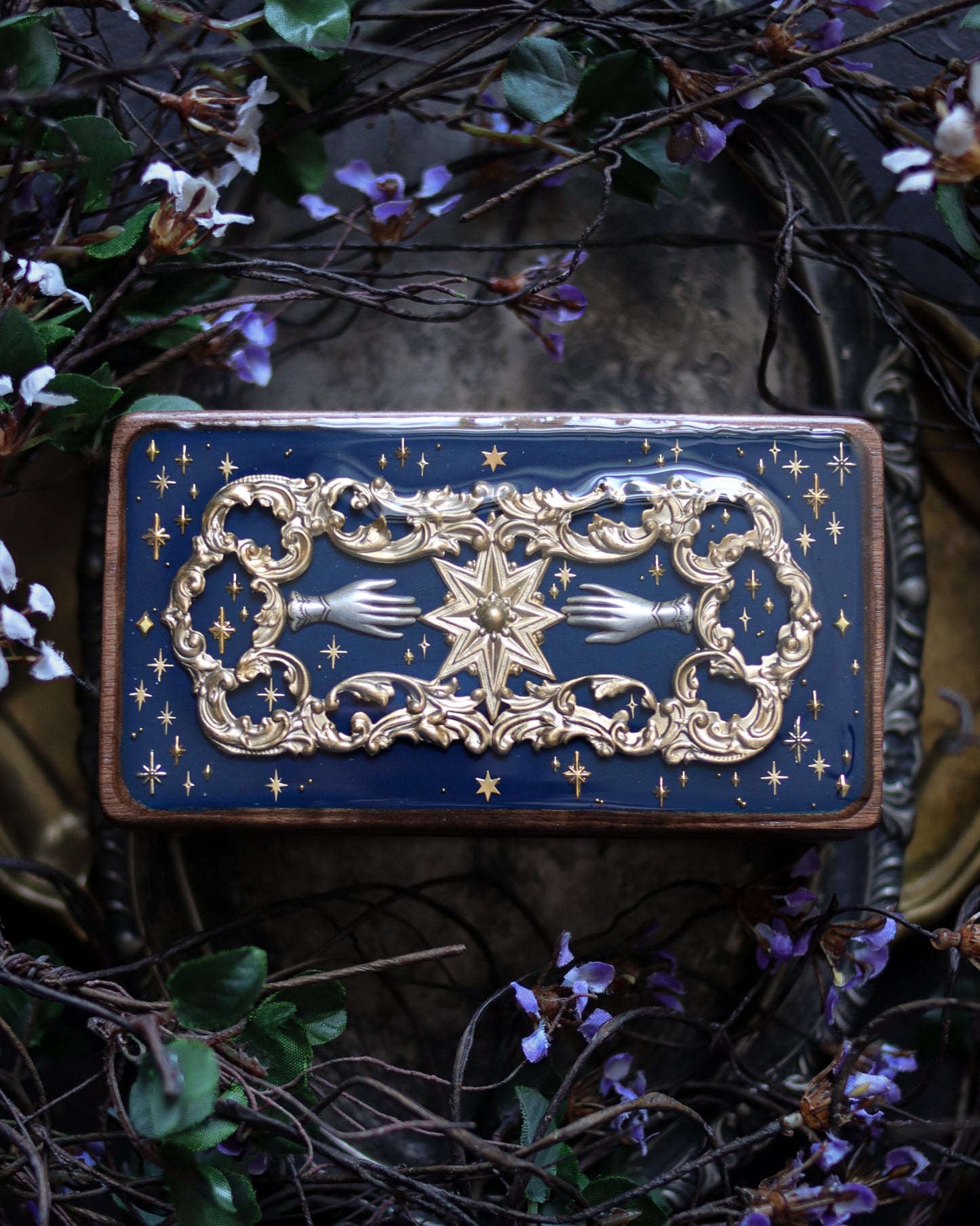 Vintage style walnut jewelry box - Catch the Starlight