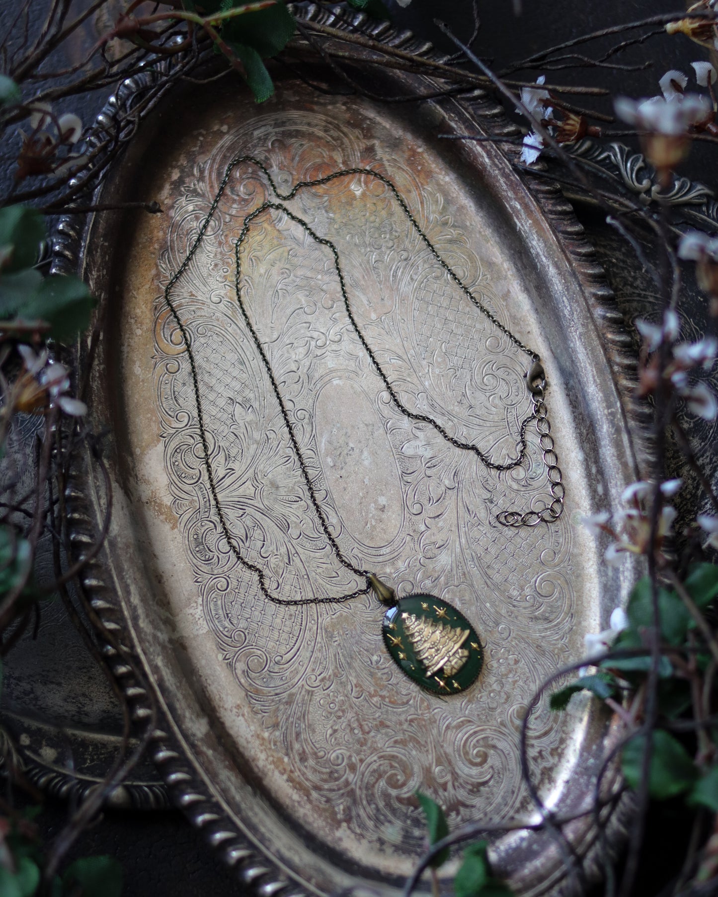 Vintage style necklace - Mini Christmas Tree