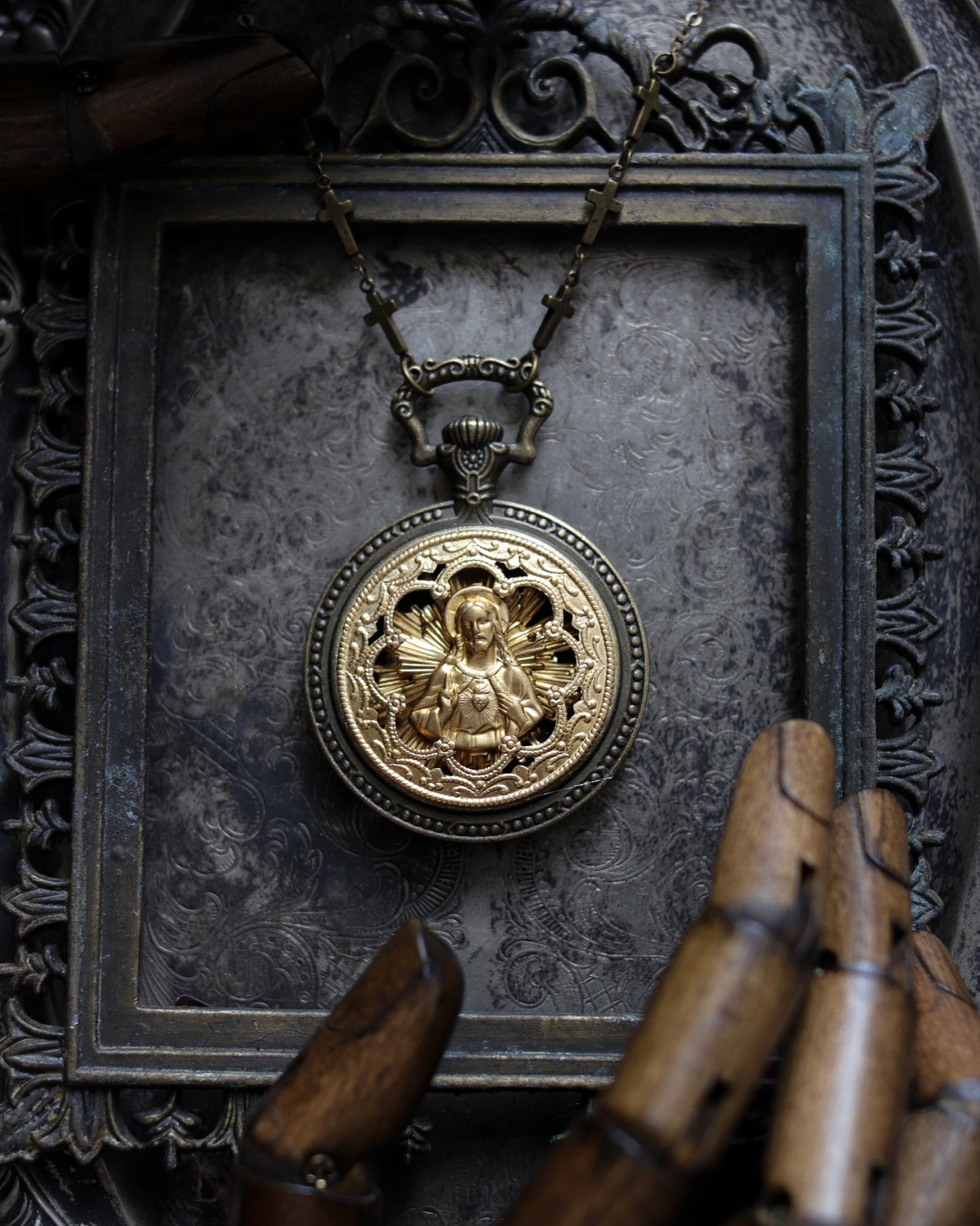 Vintage style necklace - Stained Glass Window Faith-Son of God