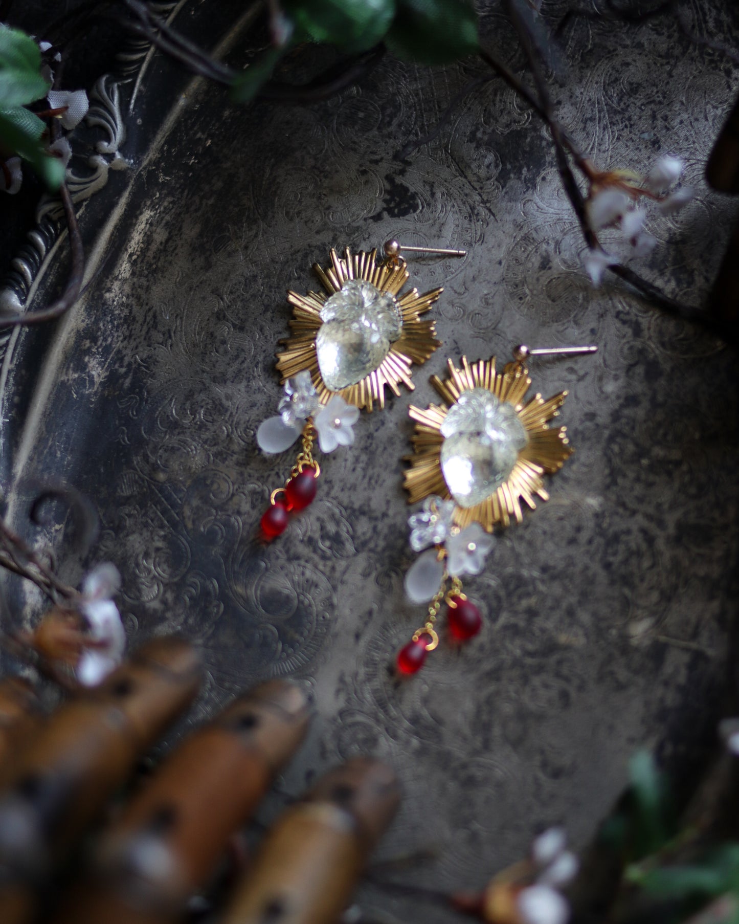 Vintage style earrings - Strawberry Shizuku