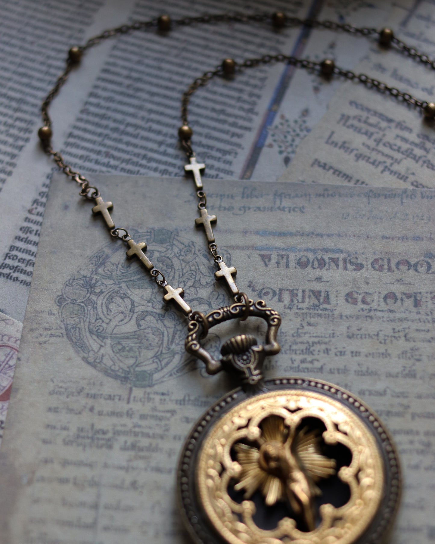 Vintage style necklace - Stained Glass Window Faith-Sacrifice