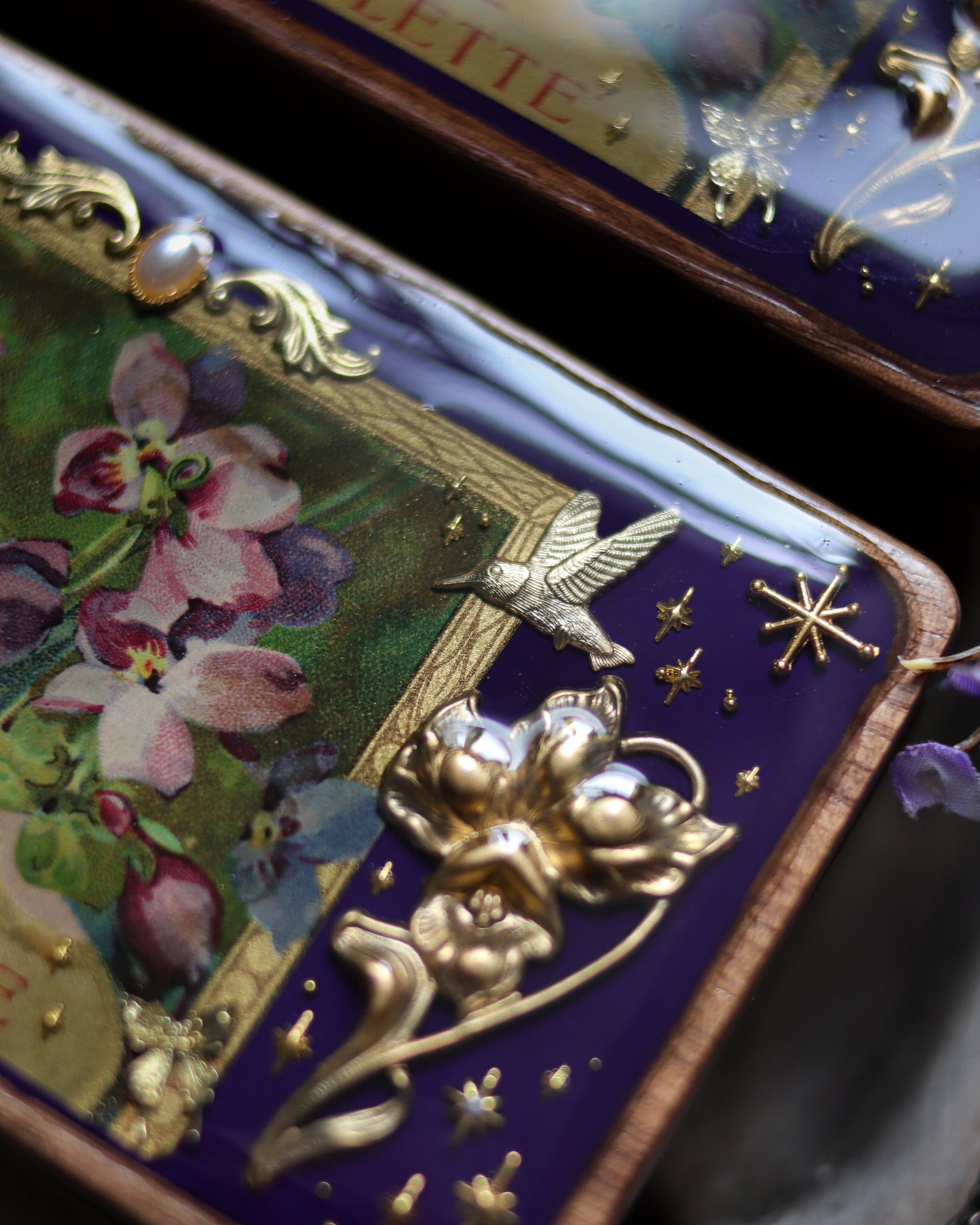 Vintage style walnut jewelry box - Violette